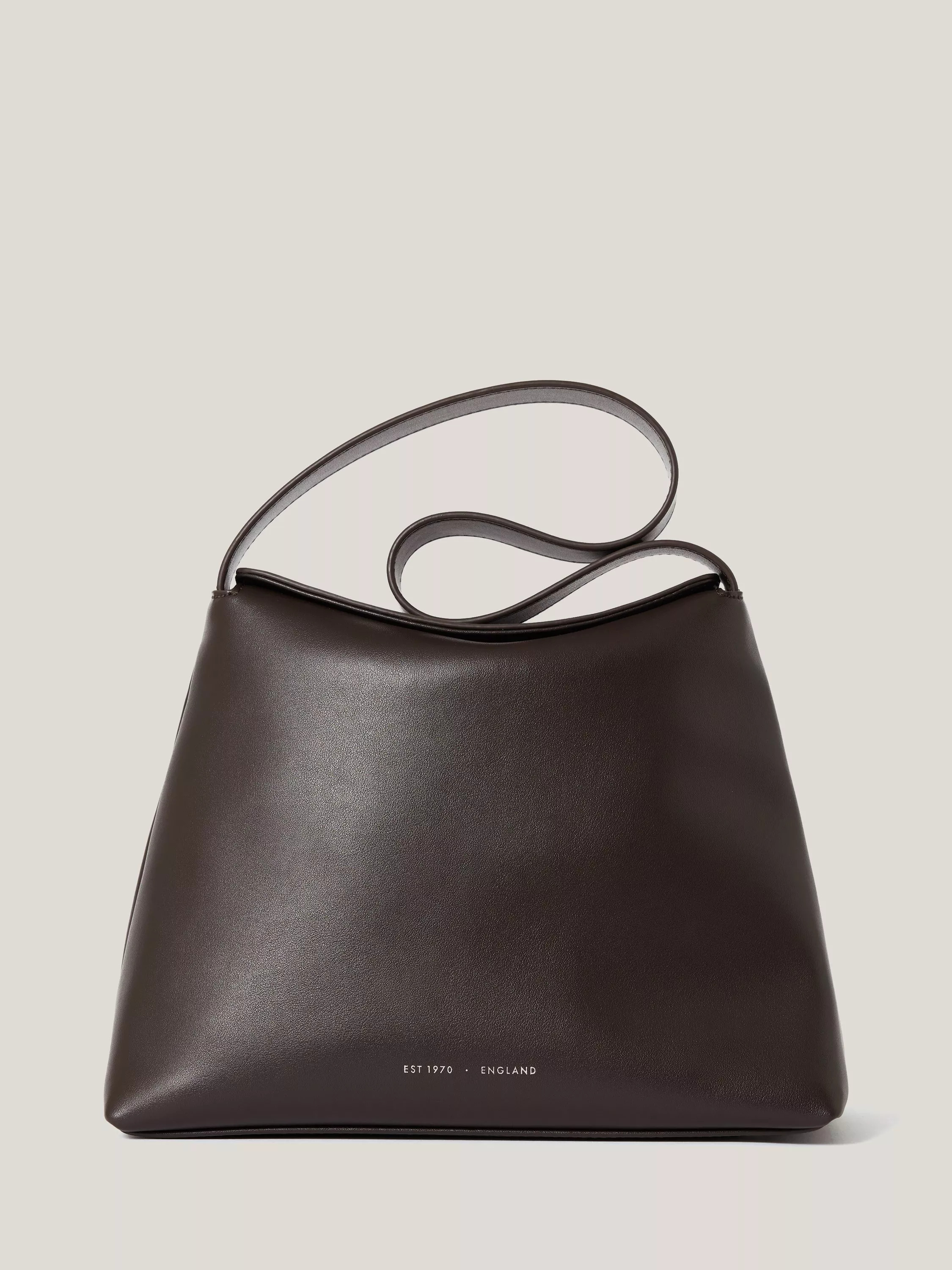 Jigsaw Fold Over Pure Leather Shoulder Bag, Brown | John Lewis (UK)