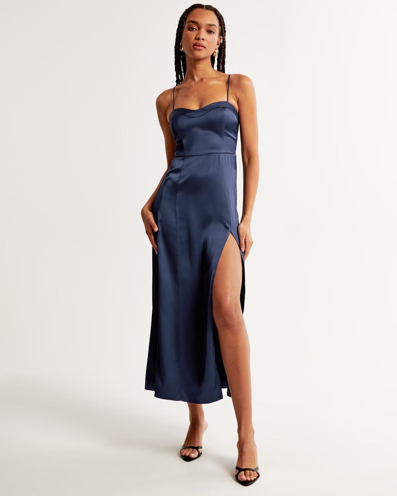 Satin High-Slit Maxi Dress | Abercrombie & Fitch (US)