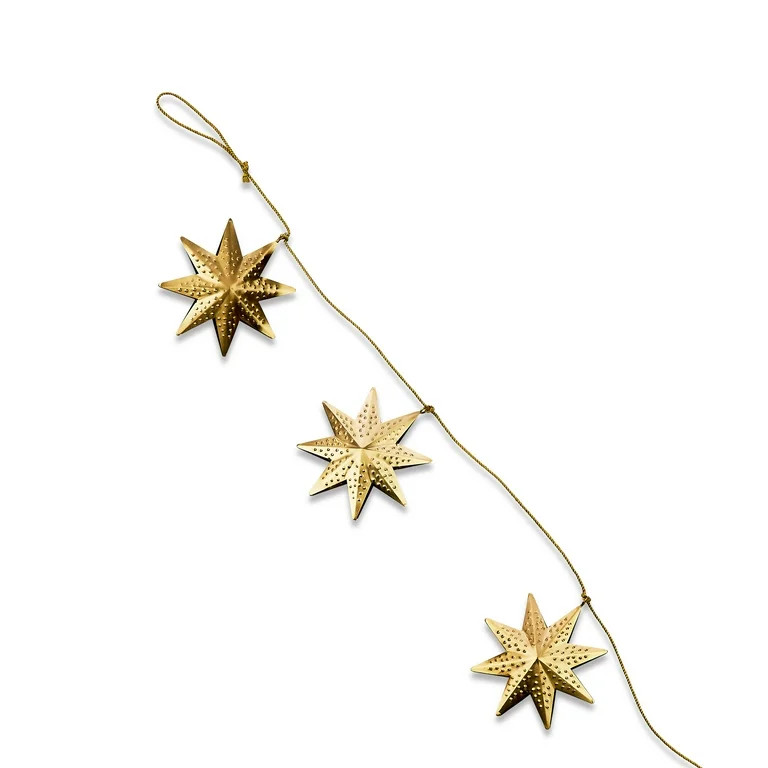 Holiday Time 68" Metal Gold Stars on Rope Garland - Walmart.com | Walmart (US)
