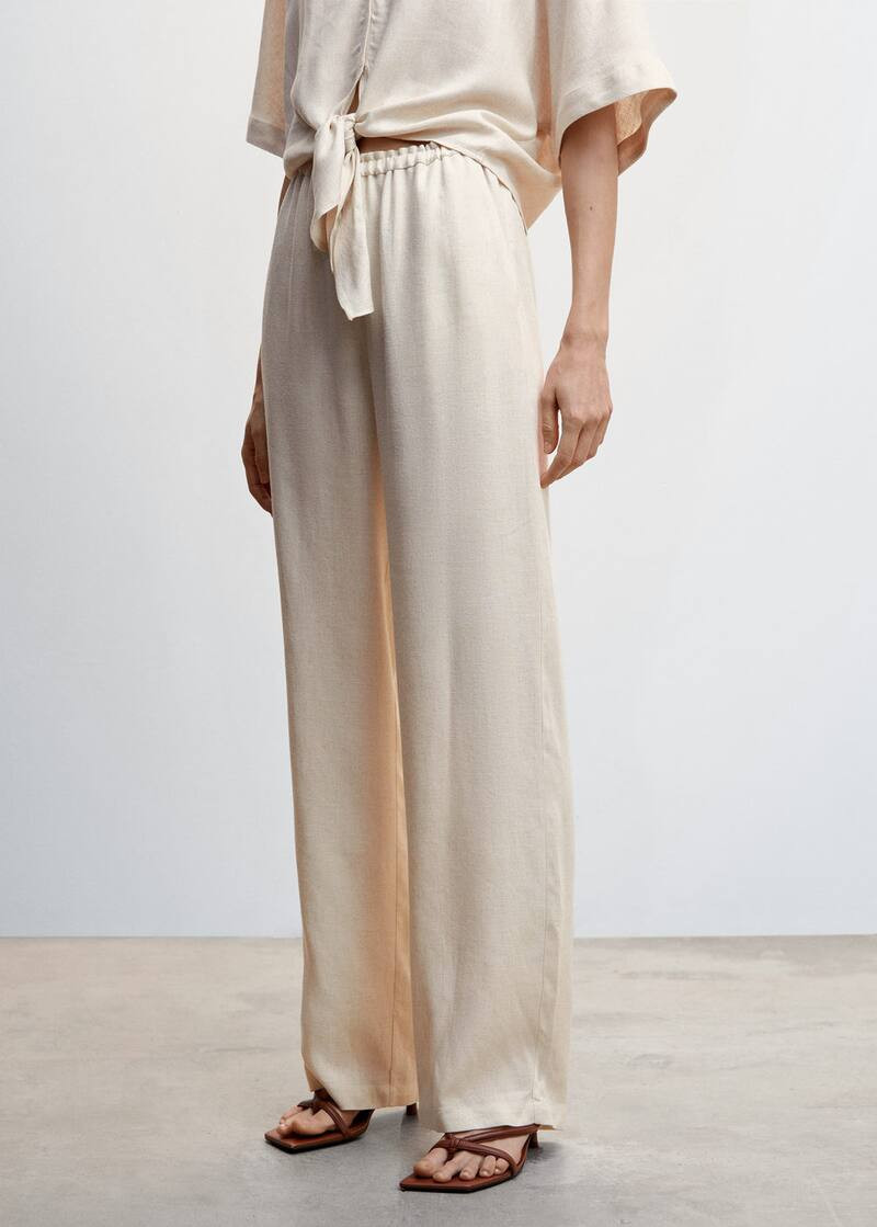 Satin pants with elastic waist | MANGO (US)