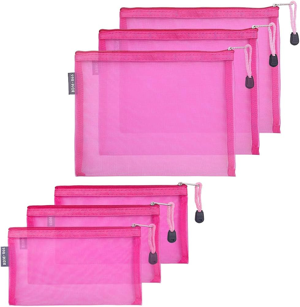 HRX Package Nylon Mesh Makeup Bags with Zipper, 6PCS Cosmetic Pouches Travel Organizer Case Hot P... | Amazon (US)