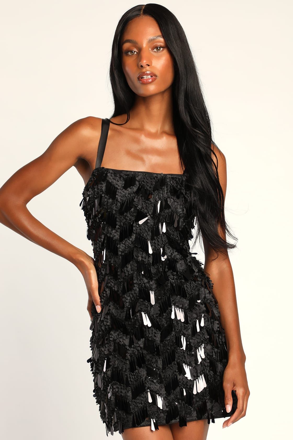 Never Ending Shine Black Sequin Fringe Mini Dress | Lulus (US)
