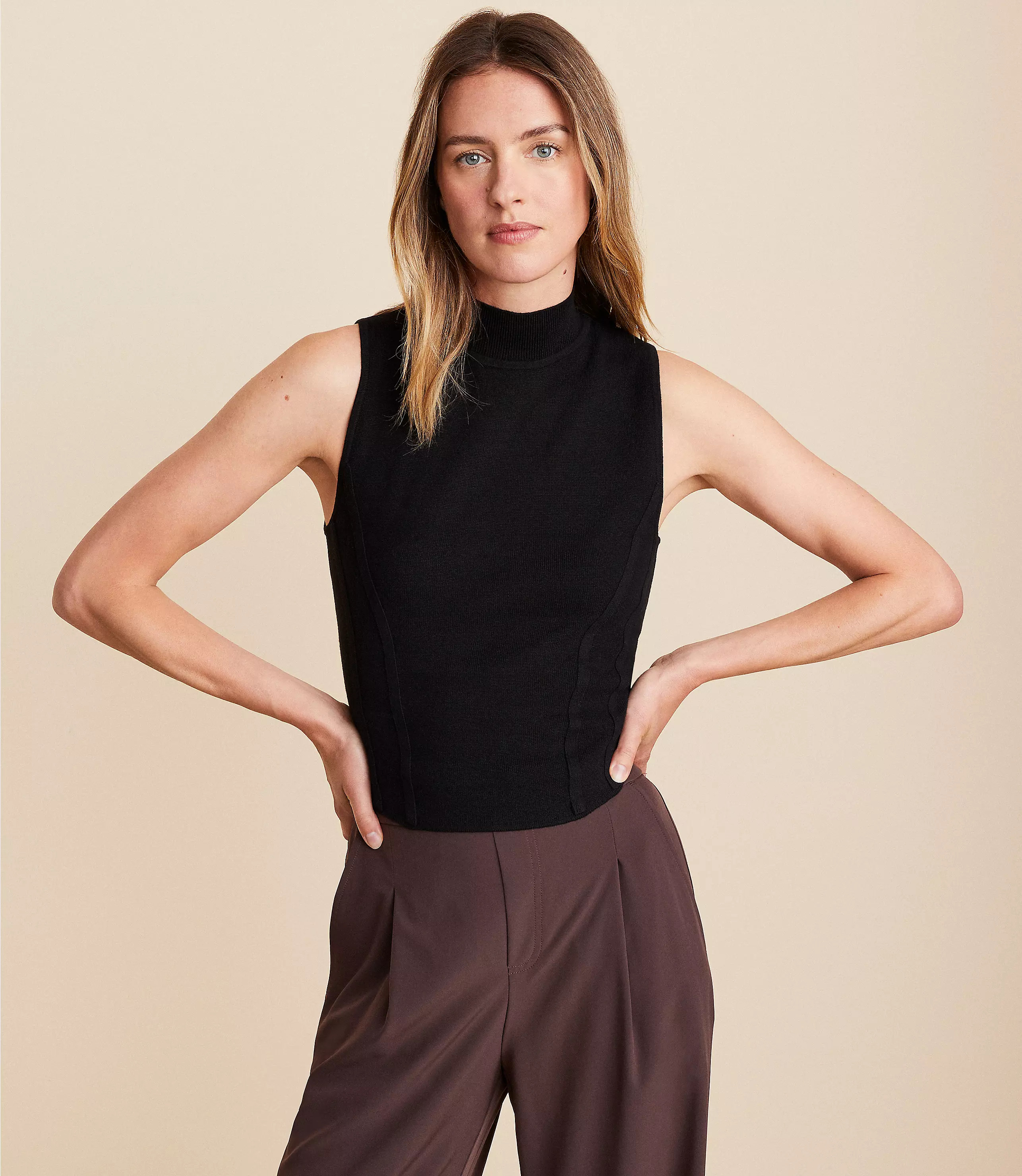 Lou & Grey Seamed Sleeveless Sweater | LOFT