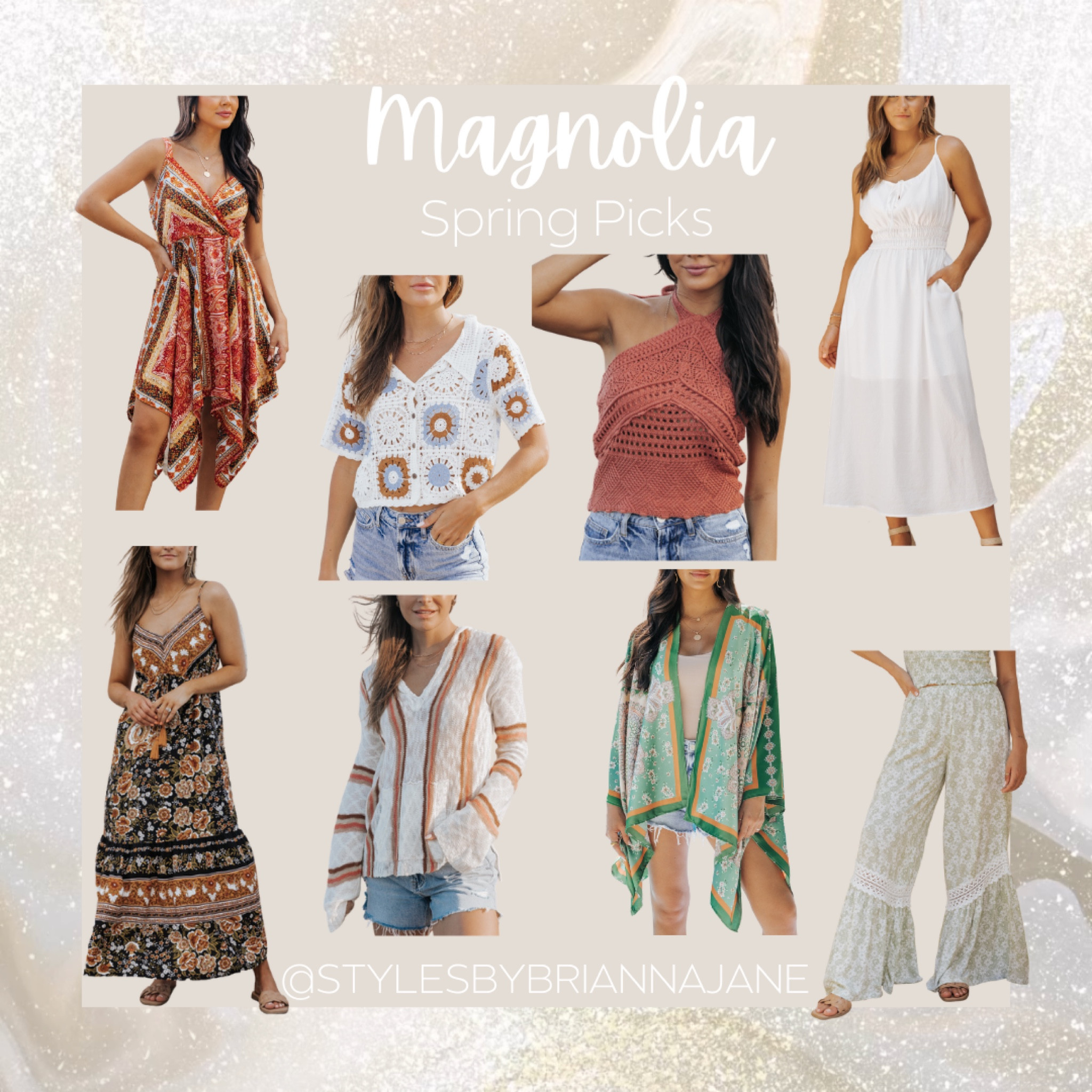 Spring dresses. Spring pants. Floral pants. Crochet top. Kimono. 
Use code: SHAMROCK

#LTKFind #LTKsalealert #LTKSeasonal