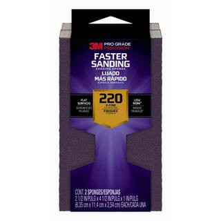 3M Pro Grade Precision 2-1/2 in. x 4-1/2 in. x 1 in. 220-Grit Extra Fine Block Sanding Sponge (2-... | The Home Depot