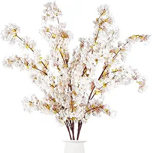 Sggvecsy Artificial Cherry Blossom Branches Faux Cherry Flowers 39 Inch Peach Branches Silk Tall ... | Amazon (US)