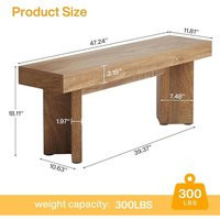 VOGREX 47 Wooden Entryway Bench Bed Bench Seat in Natural | Debenhams UK