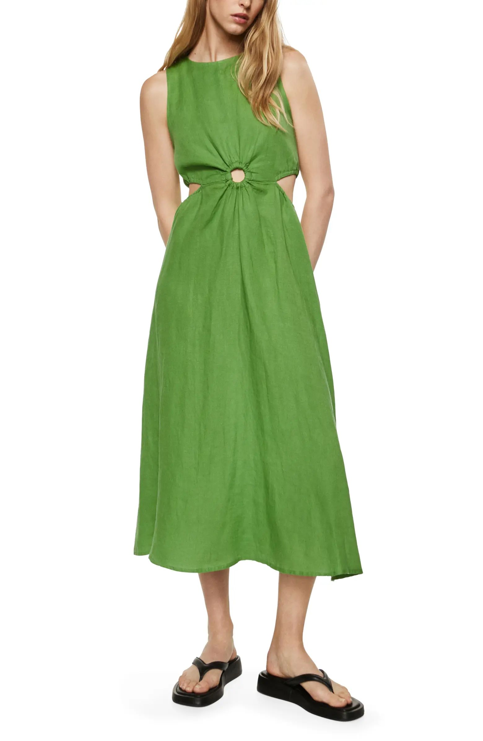 MANGO Cutout Linen Dress | Nordstrom | Nordstrom
