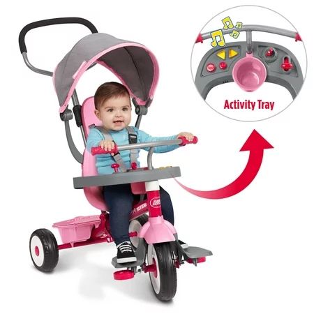 Radio Flyer, 4-in-1 Stroll 'N Trike with Activity Tray, Pink & Gray | Walmart (US)