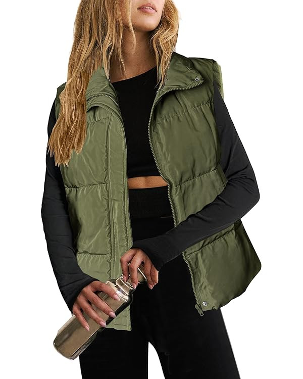 Zeagoo Women Puffer Vest Lightweight Stand Collar Sleeveless Winter Warm Zip Up Padded Outerwear ... | Amazon (US)