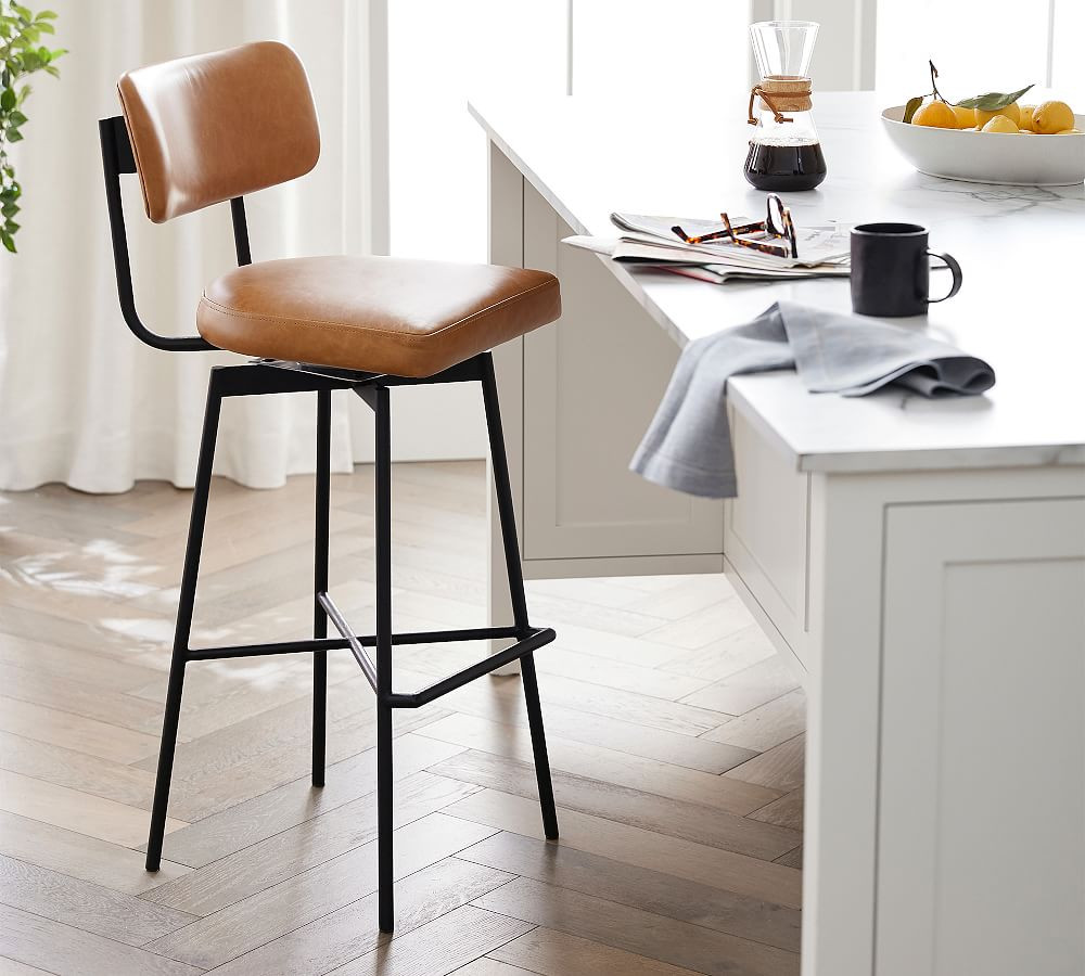 Maison Leather Swivel Stool | Pottery Barn (US)