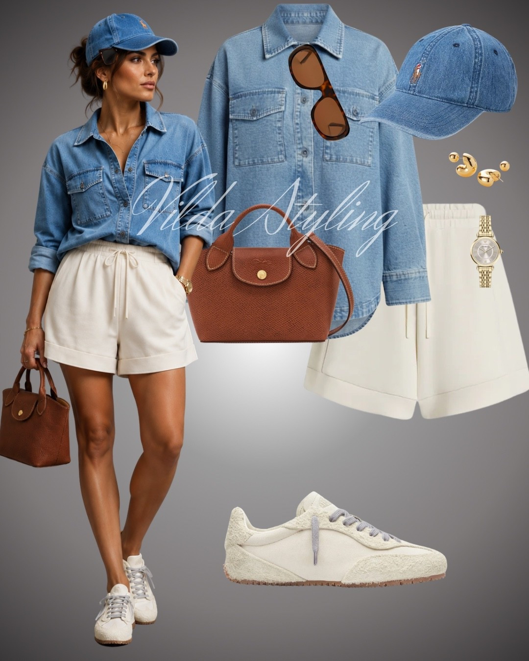 Denim, white shorts, and timeless accessories—my go-to formula for an effortlessly chic everyday look. ✨ Save this outfit for your next casual day out! #LTKStyle #CasualChic #SummerOutfit

#LTKsummer #LTKstyletip #LTKshoes