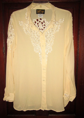 Bob Mackie Wearable Art Sz XL L M Button Blouse Shirt Top Silk Lace Embroidered  | eBay | eBay US