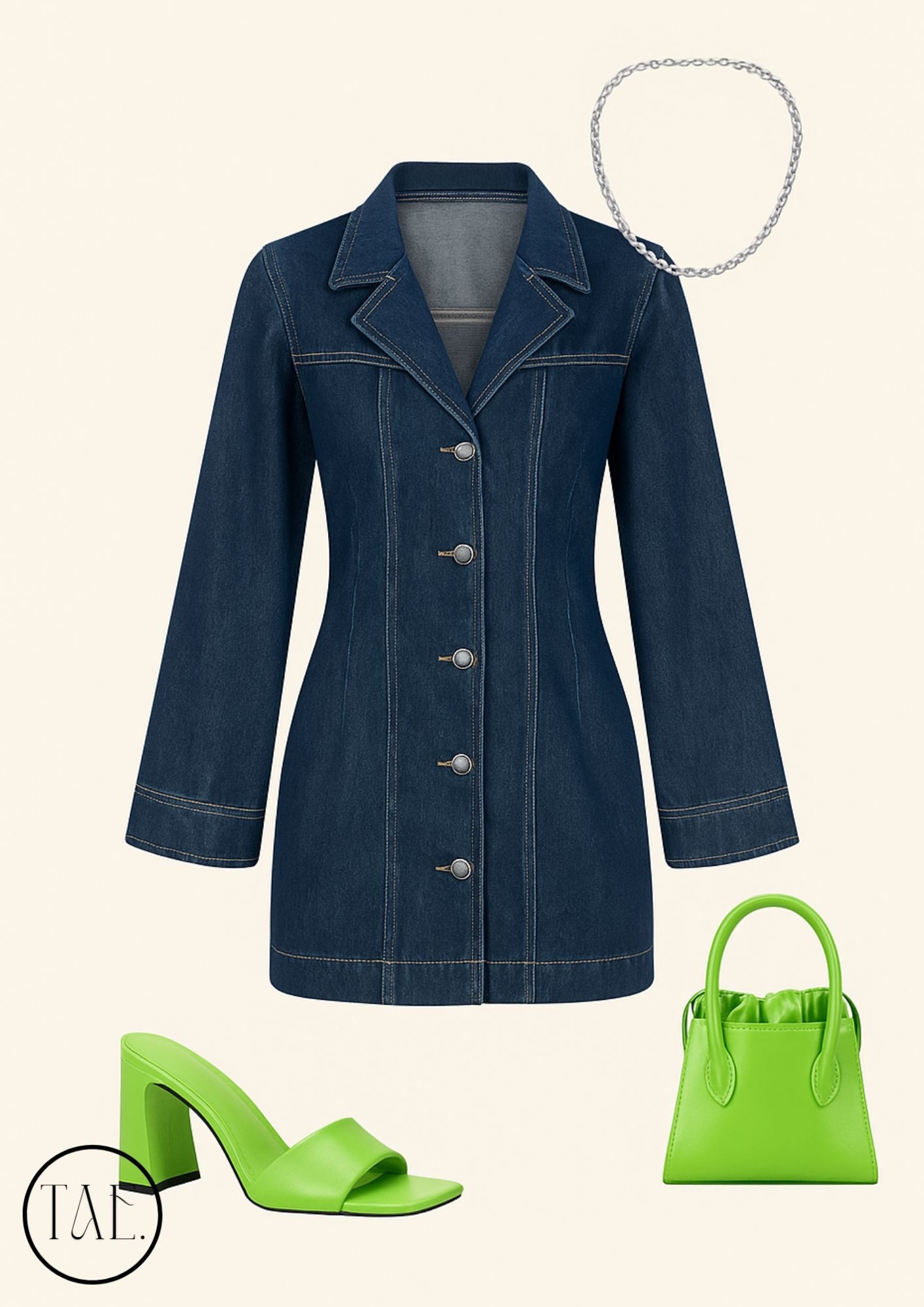 Denim but make it powerfully chic. 💙💚 This denim blazer dress paired with lime green heels and a matching mini bag is your next “cool girl meets polished” moment. Perfect for brunch, date night, or a city stroll that deserves compliments.

🛍️ Tap to shop the look & elevate your wardrobe with bold yet timeless staples!

#LTKStyle #LTKFallStyle #DenimDress #StatementHeels #MiniBagTrend #FallOutfitInspo #PolishedButPlayful #ElevatedBasics #PowerDressing #CityChic