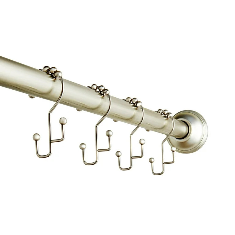 Better Homes & Gardens Satin Nickel Easy Glide Double Shower Hooks, Rustproof, 12 Count | Walmart (US)