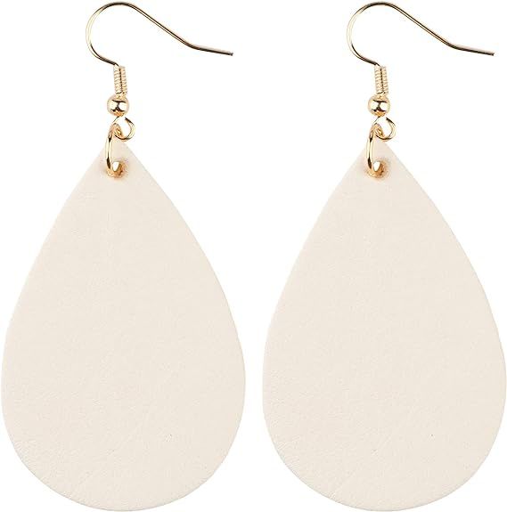 Genuine Leather Earrings Dangle Drop for Women Teen Girls, Teardrop Earrings Lightweight, Gifts f... | Amazon (US)