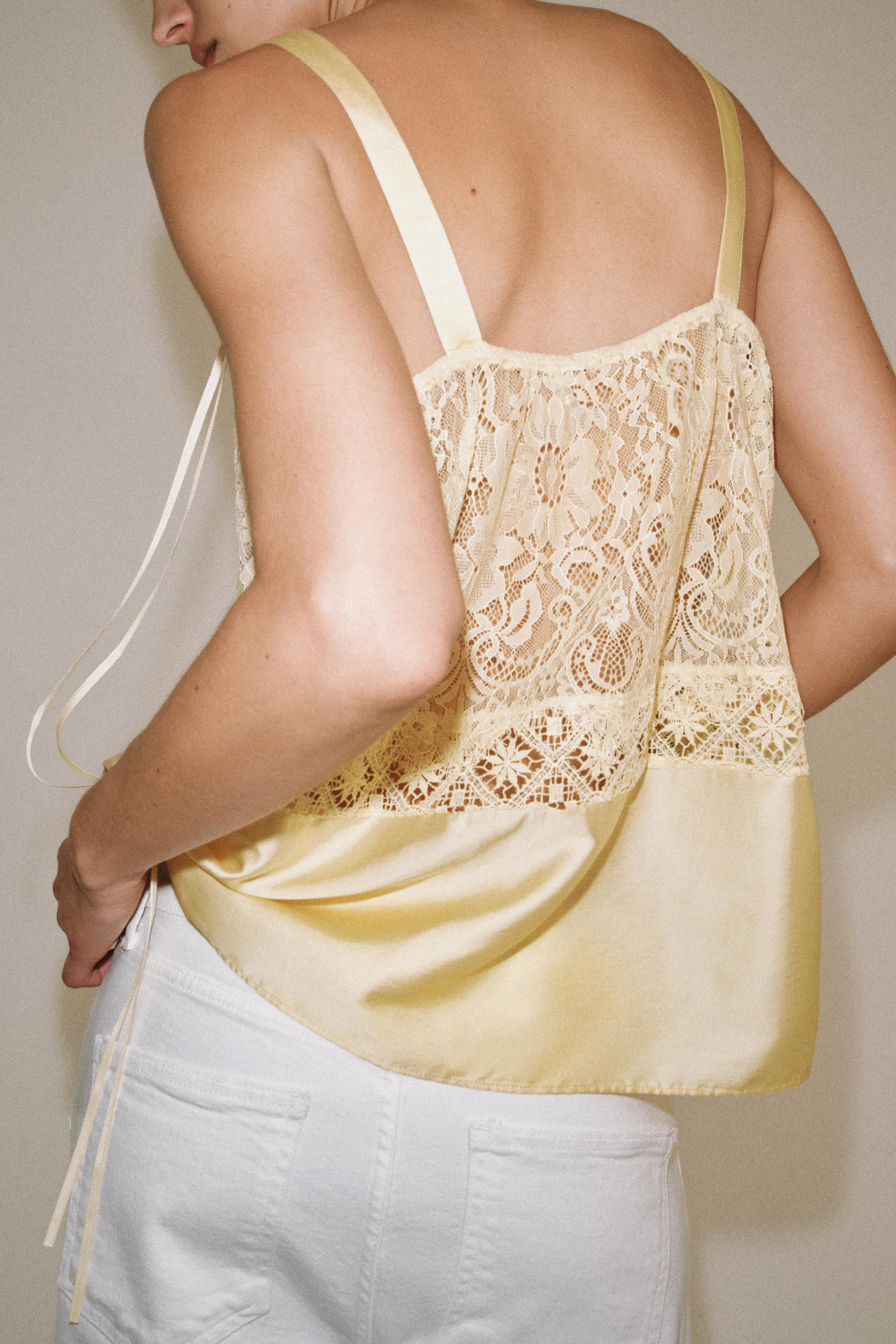 ZW COLLECTION SATIN LACE TOP | Zara UK