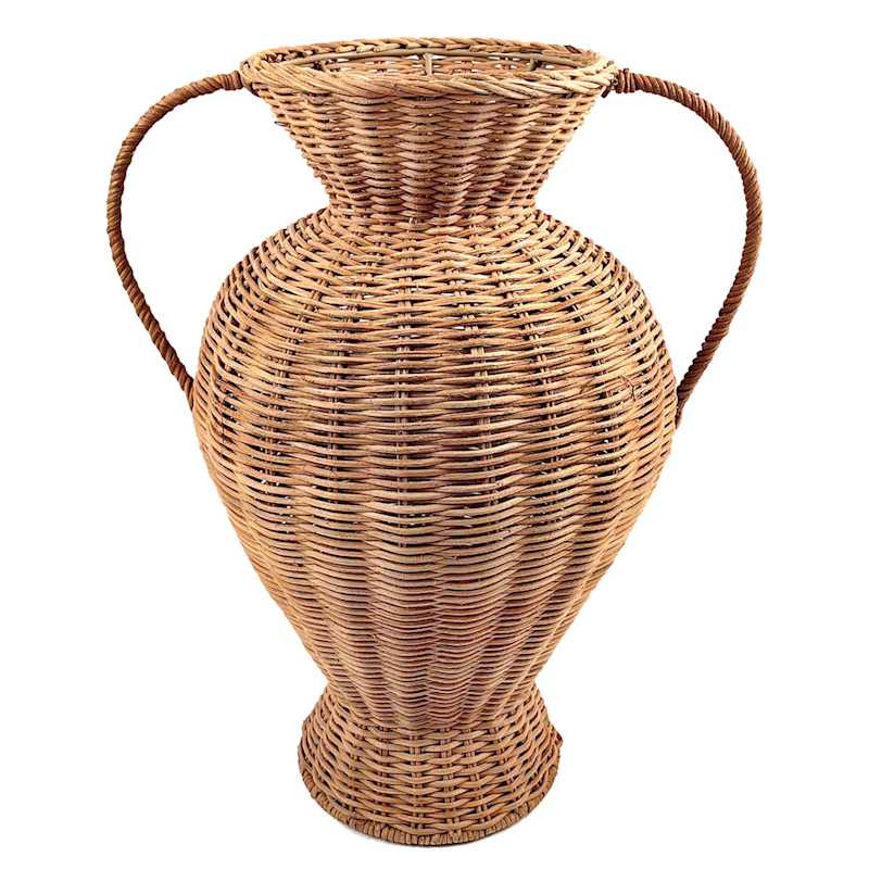 Natural Rattan Vase with Handles, 15.75" | At Home