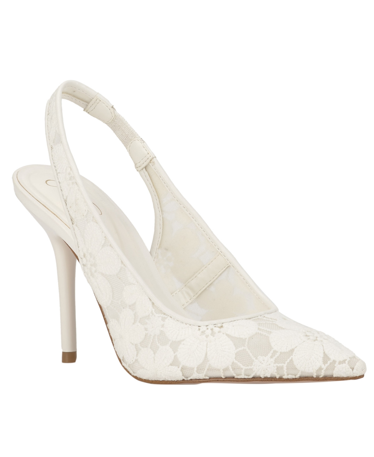 Jessica Simpson Women's Liliere Mesh Pointed-Toe Slingback Pumps - Bright White Dainty Floral Mesh | Macy's