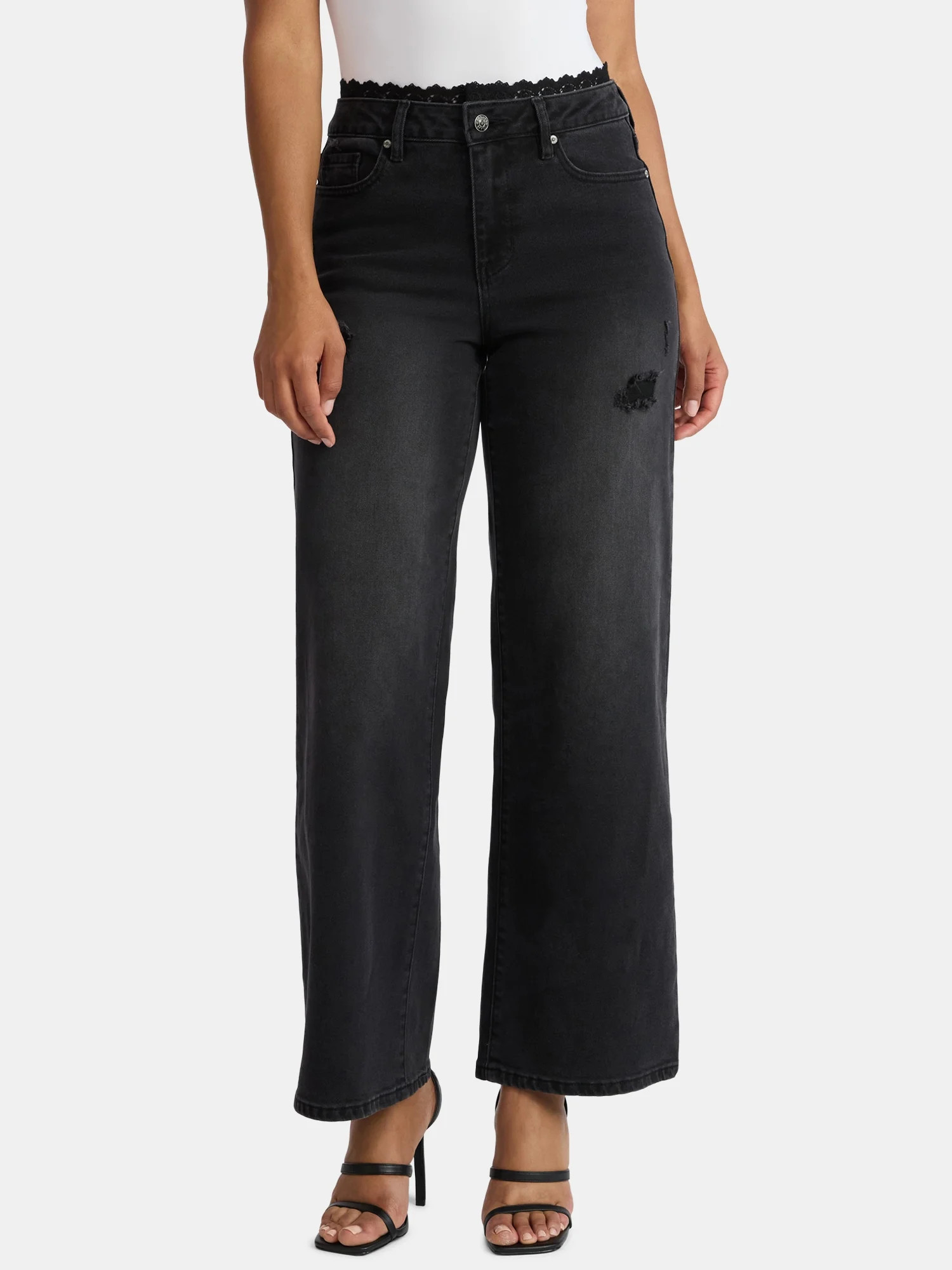 Madden NYC Women's Lace Waist Jeans, 32" Inseam, Sizes 00-18 | Walmart (US)