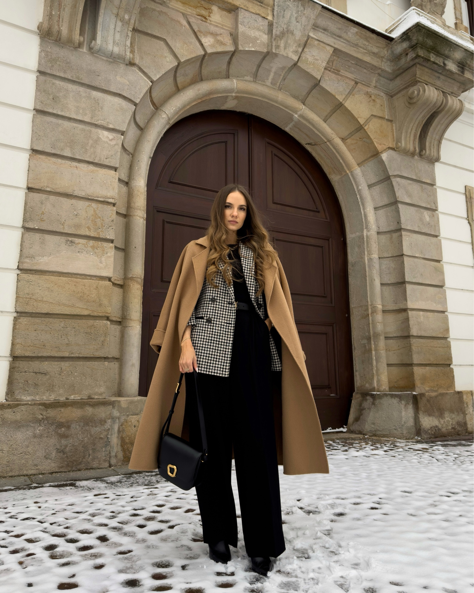 Saint + Sofia did it again 💫 I’m obsessed with the statement blazer and wide-leg trouser combo

— blazer, tee and trousers gifted

saint + sofia | winter style ideas | minimal chic | camel coat outfits

#LTKootd #LTKGiftGuide #LTKWorkwear