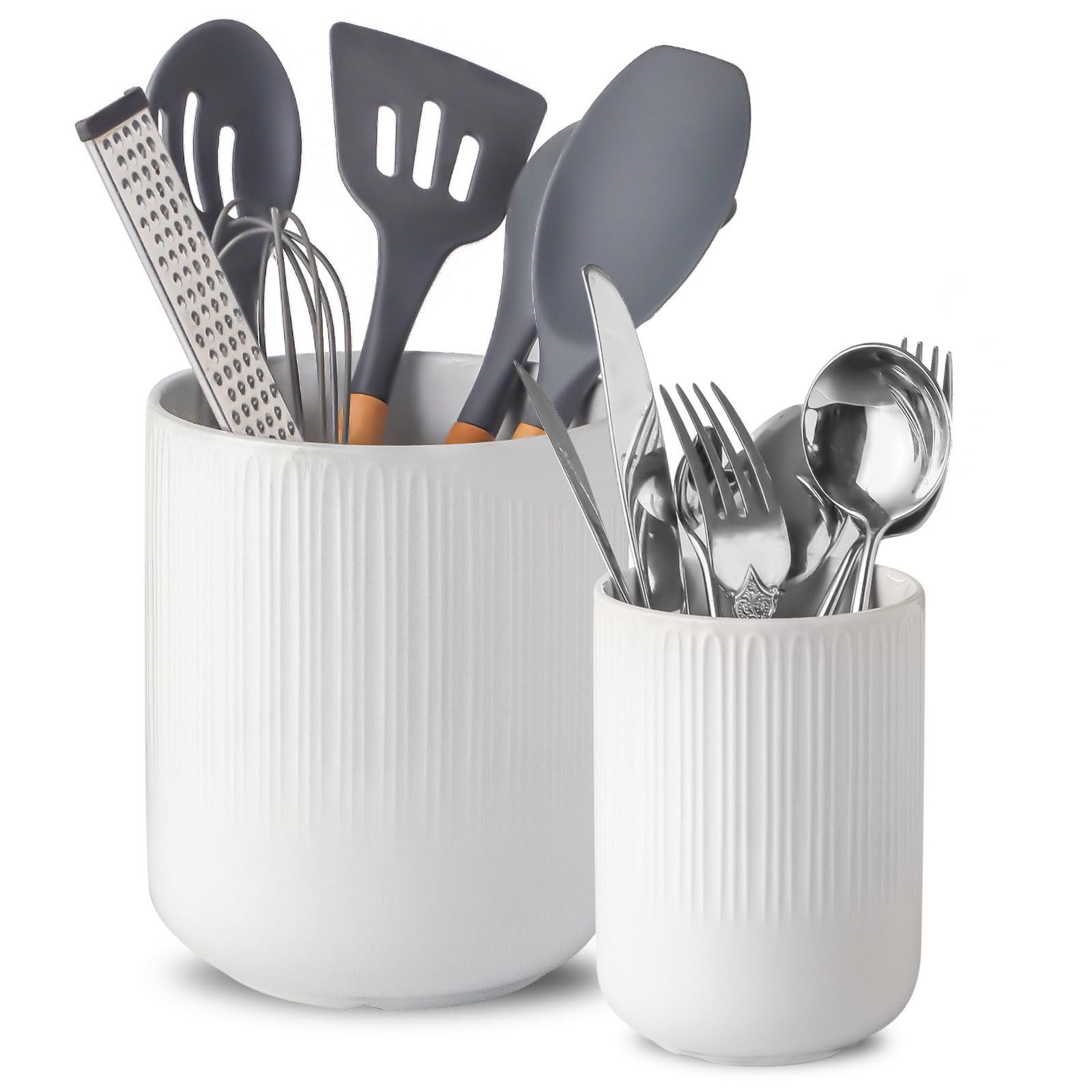 Familywood Utensil Holder,Set of 2, Large utensil holder for kitchen counter, 7.3"+5.4" cooking u... | Amazon (US)