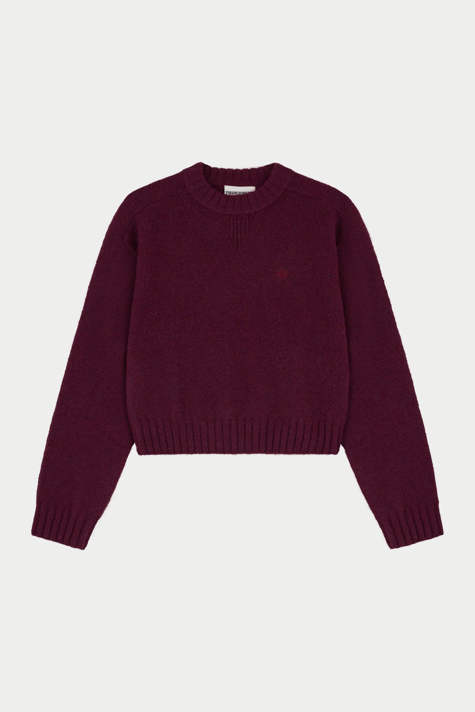 EMBLEM EMBROIDERED KNITTED CREW - PLUM | The Couture Club