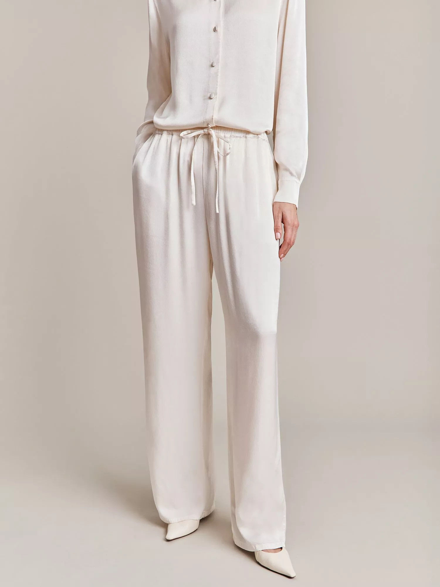 GhostImogen Wide Leg Trousers, Ivory | John Lewis (UK)