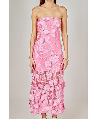 Women's Strapless Floral Embroidered Maxi Dress | Macy's