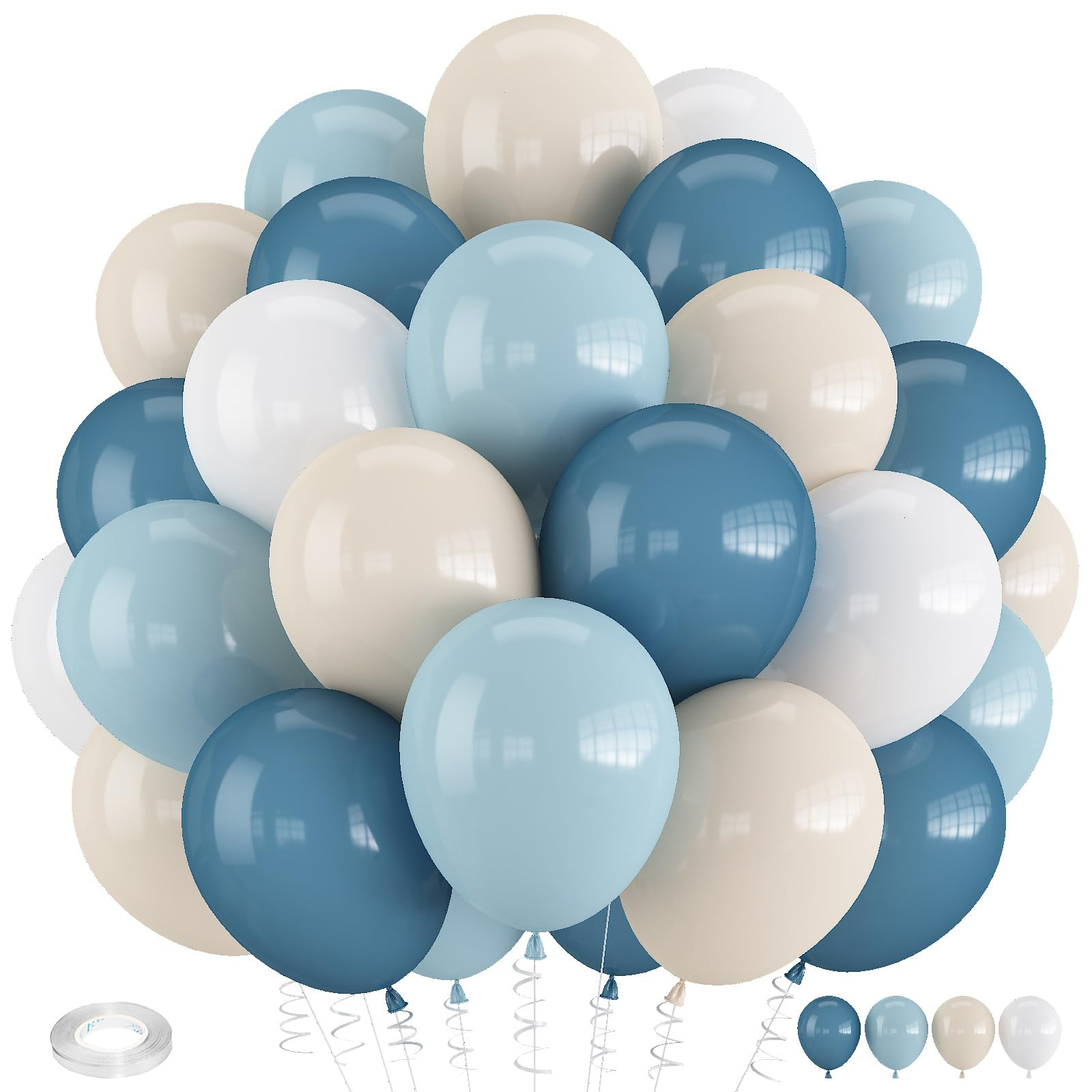 Dusty Blue Balloons, 12 Inch Slate Baby Blue and Sand White Balloons for Boys Baby Shower Bridal ... | Amazon (US)
