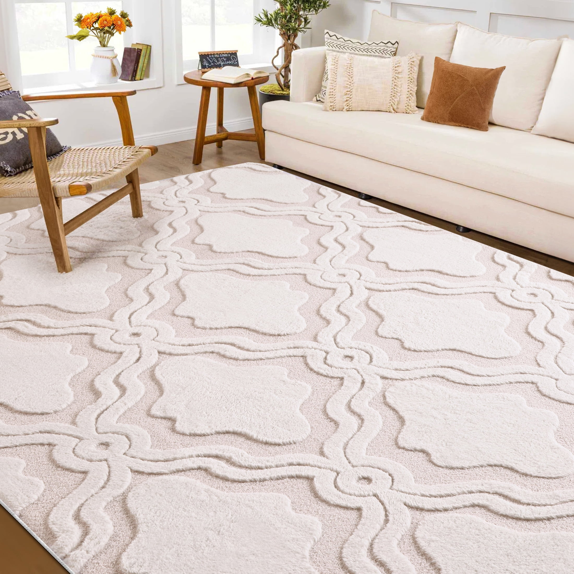 Nefoso Shag Area Rug, 5ft x 8ft Area Rugs for Living Room Bedroom Decor, Non-Slip Carpet, Modern ... | Walmart (US)