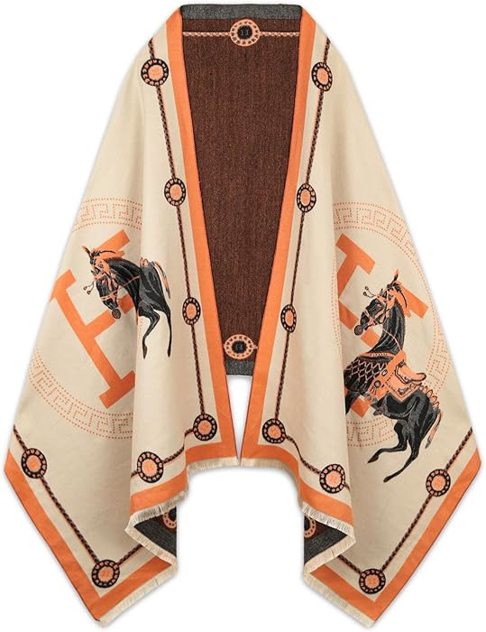 EXTREE Scarfs for Women Pashmina Texture Silky Shawl Wrap for Evening Dressing Blanket Open Front Poncho Cape | Amazon (US)