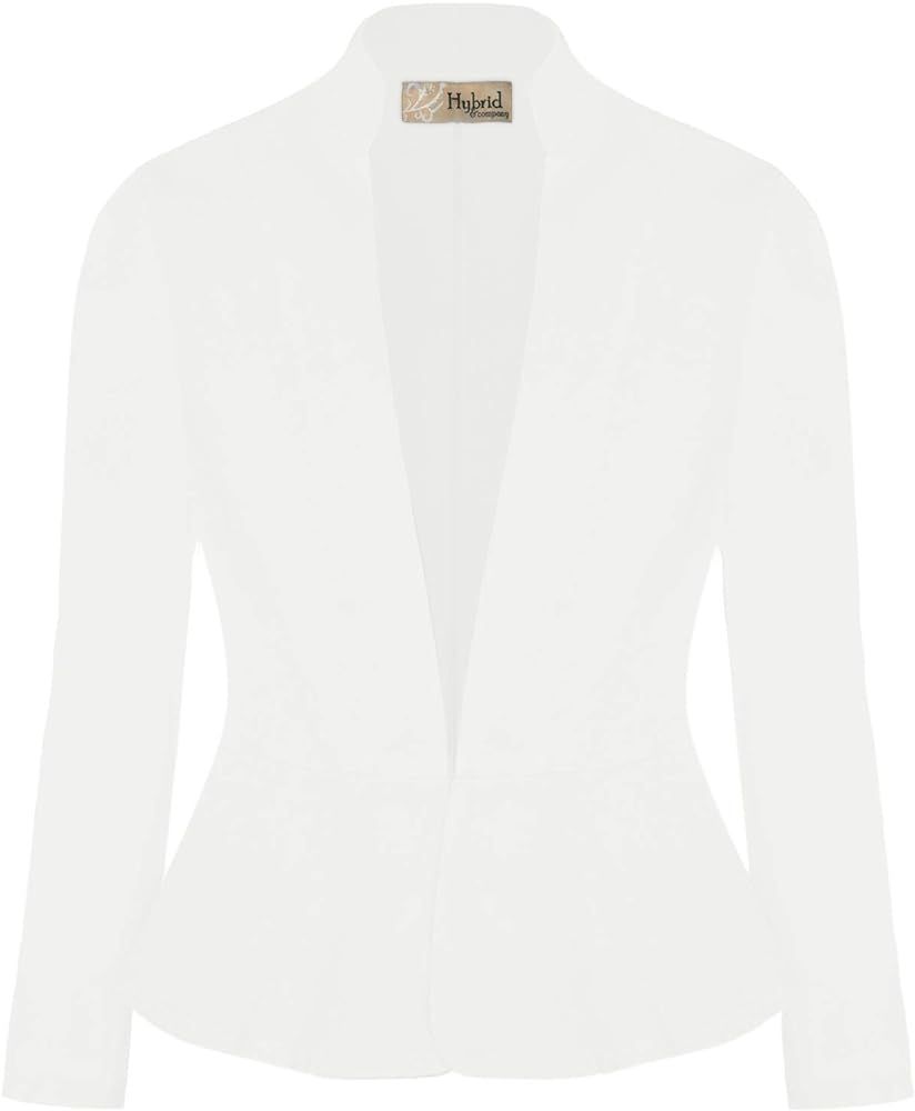 Hybrid & Company Womens Casual Elegant Work Office Nylon Ponte Blazer Jacket | Amazon (US)