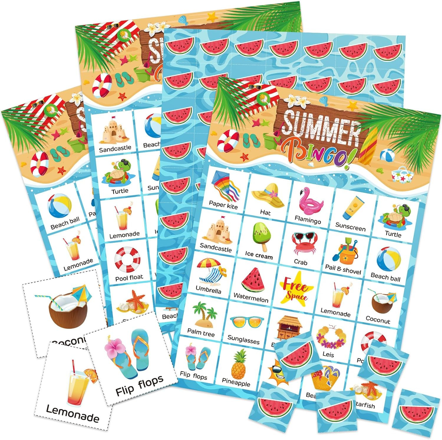 Liliful 35 Pcs Summer Bingo Games 24 Players Beach Party Bingo Cards Hawaii Party Games for Boys ... | Amazon (US)