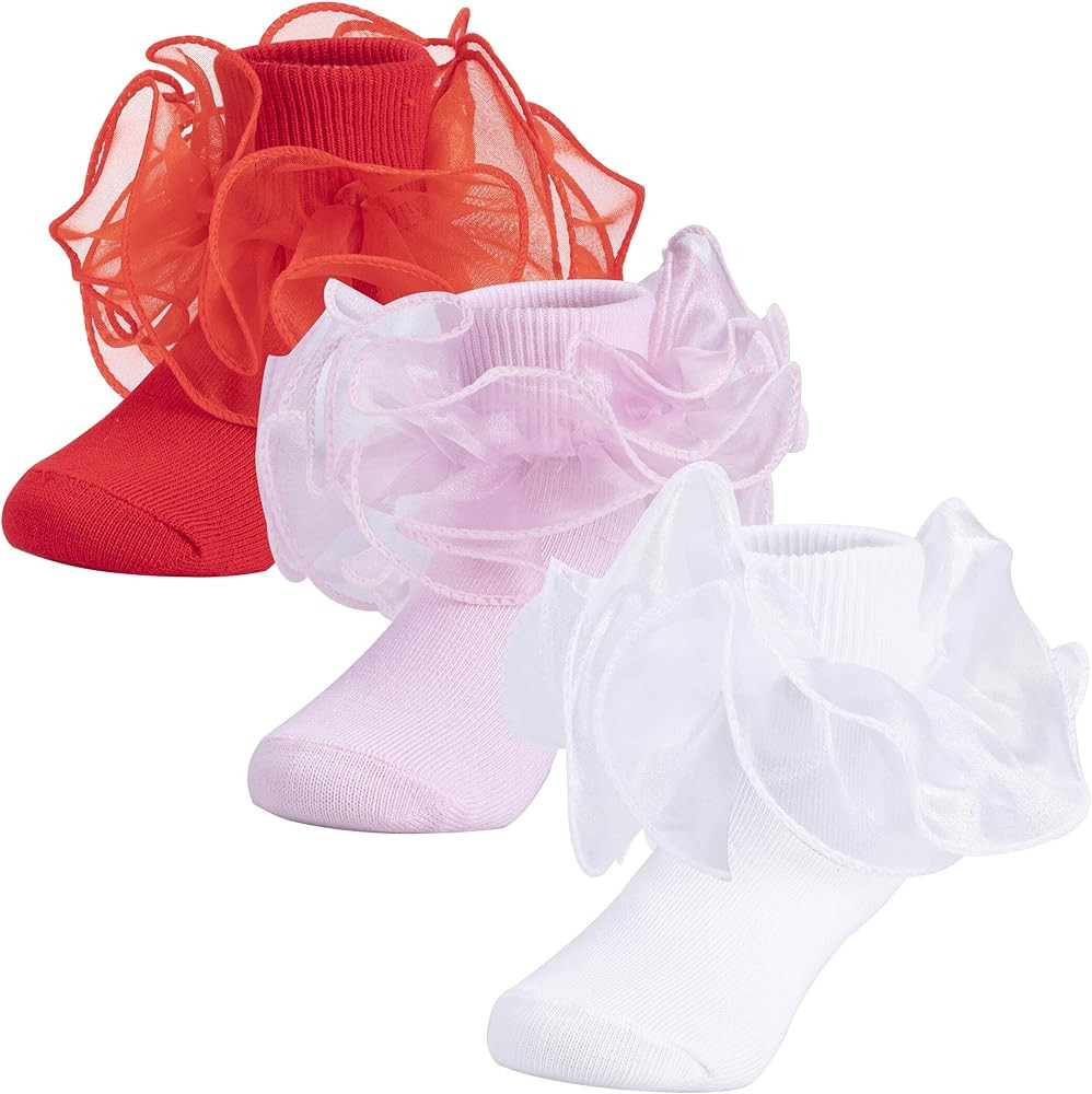 Dicry Baby Girls Double Lace Turn Cuff Socks with Big Ruffle for Infant Toddlers and Kids | Amazon (US)