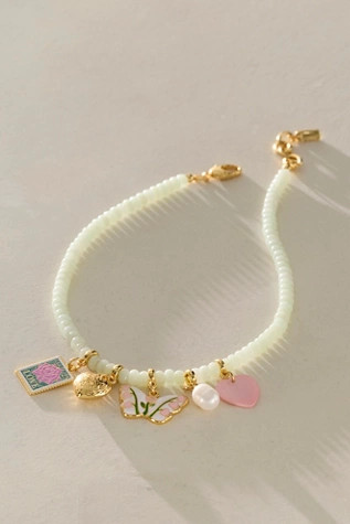 Logan Tay Aqua Beaded Charm Necklace | Free People (Global - UK&FR Excluded)