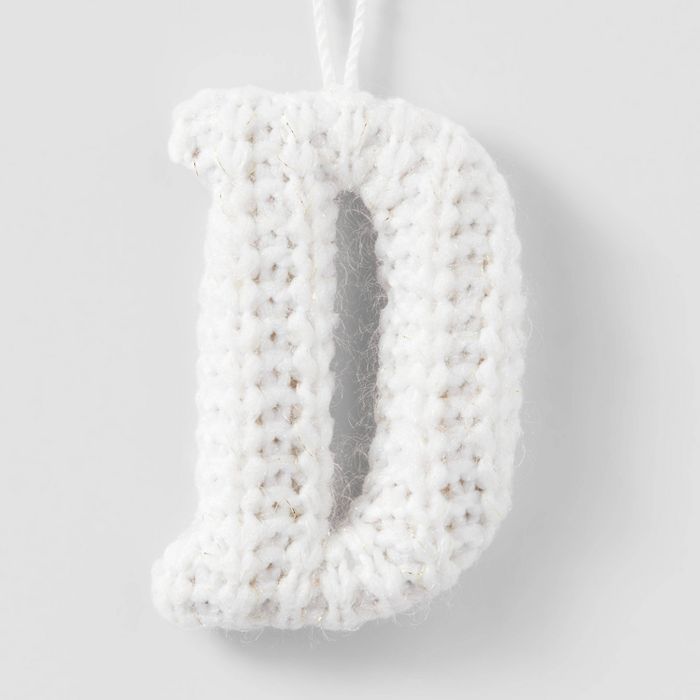 Chunky Knit  Monogram Christmas Tree Ornament White/Gold  - Wondershop™ | Target