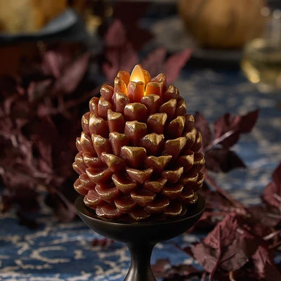 Metallic Cappuccino Flameless Candle Pinecone | Luminara