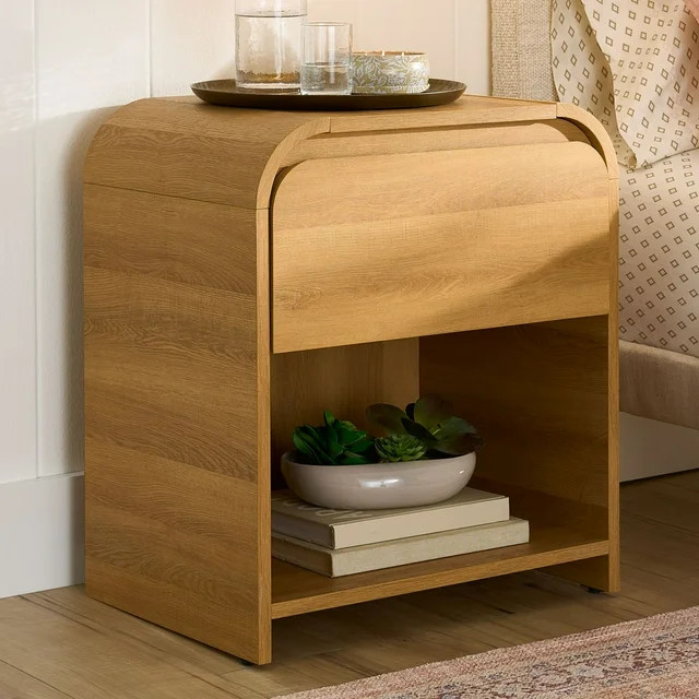 Better Homes & Gardens Juliet Nightstand with USB, Light Honey Finish | Walmart (US)