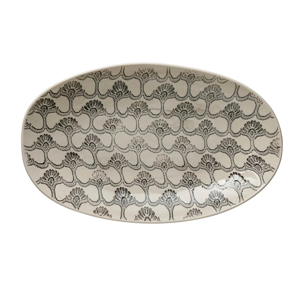 15" Floral Printed Platter | Well Worn Interiors