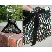 1960S 1970S Black Multi Color Beaded Dot Pouch Bag | Etsy (US)