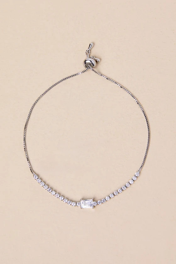 Glittering Poise Silver Rhinestone Toggle Bracelet | Lulus