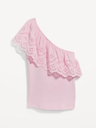 Eyelet One-Shoulder Paneled Rib-Knit Top for Women | Old Navy (US)