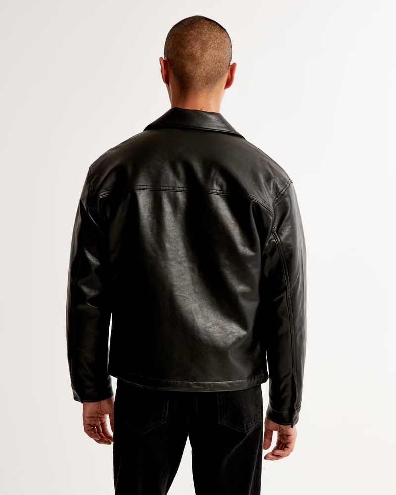 Men's Vegan Leather Zip Trucker Jacket | Men's Coats & Jackets | Abercrombie.com | Abercrombie & Fitch (US)