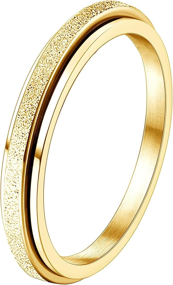 Diamday Fidget Rings for Women Men - 2/4/6mm Spinner Stainless Steel Ring for Anxiety Stress Reli... | Amazon (US)