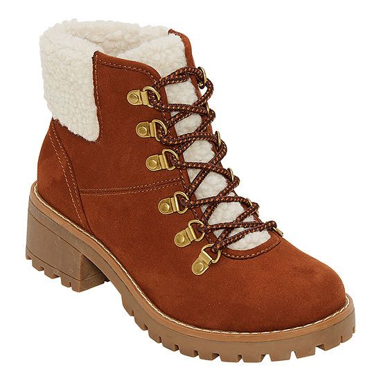 St. John's Bay Womens Landson Lace Up Boots Block Heel | JCPenney