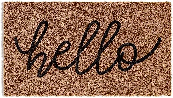 Barnyard Designs 'Hello' Doormat Welcome Mat, Outdoor Mat, Large Front Door Mat Indoor Entrance M... | Amazon (US)