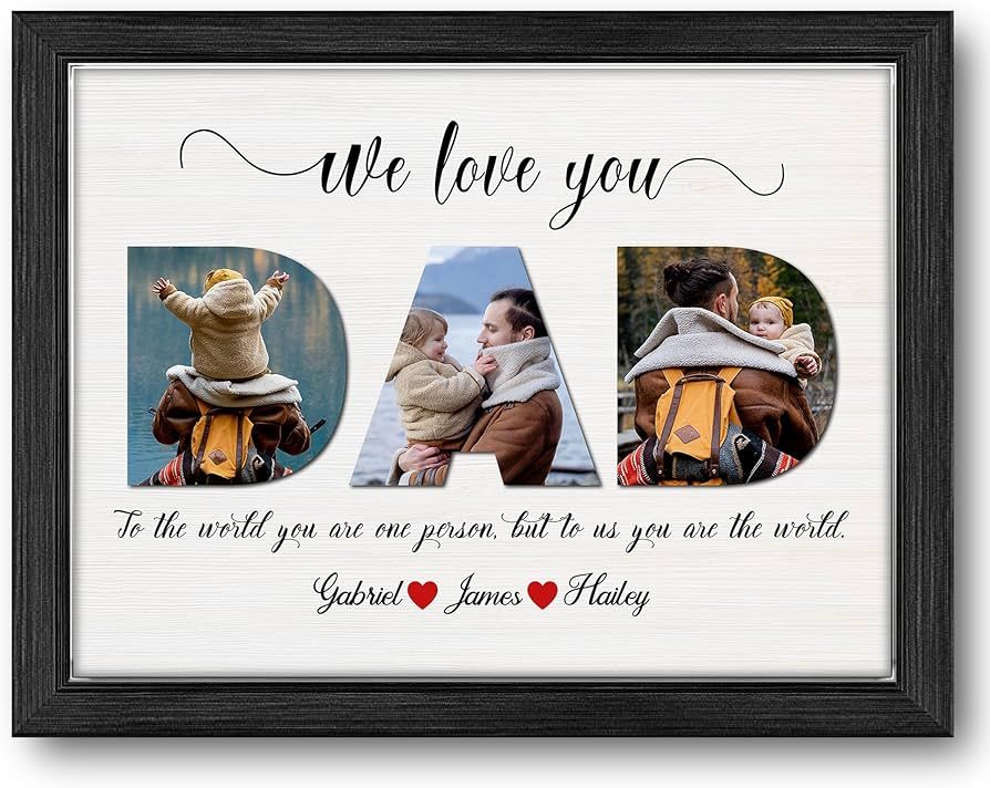 BMYDIY Personalized Fathers Day Unique Gifts for Dad from Daughter Son, Custom Black Frame Photo ... | Amazon (US)