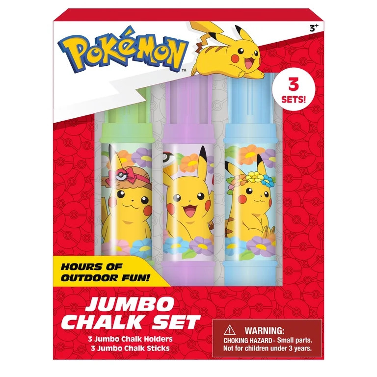 Pokémon Jumbo Sidewalk Chalk Set with Holders, 4 Chalk Sticks | Walmart (US)