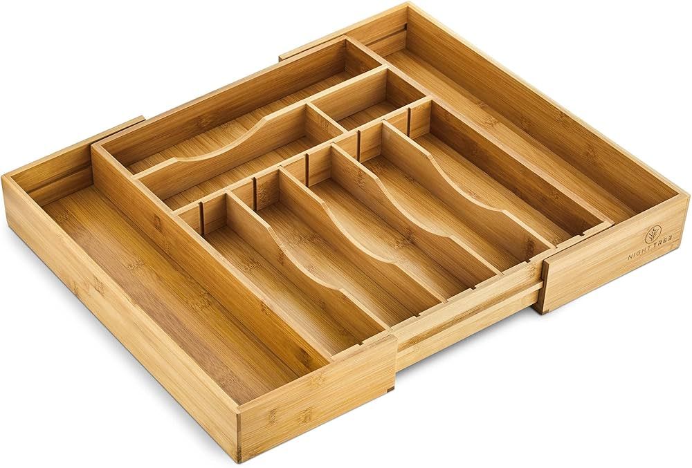 [2.5" Deep] Bamboo Drawer Organizer Expandable for Kitchen Silverware Drawer Organizer Tray and C... | Amazon (US)